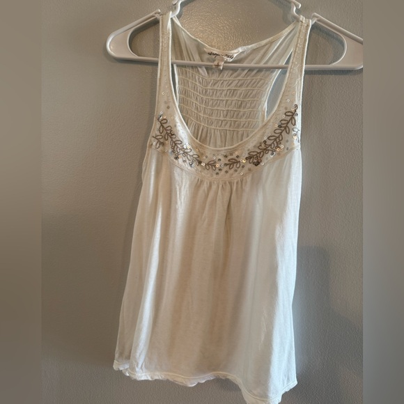 Aeropostale Woman’s White Embellished Tank Top Size Large. - Picture 1 of 4